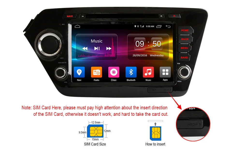 Discount C500 4G SIM LTE Android 6.0 8 Core 2GB RAM car dvd player RDS Radio GPS map Bluetooth Wifi TPMS for Kia k2 RIO 2010- 2014 2015 0