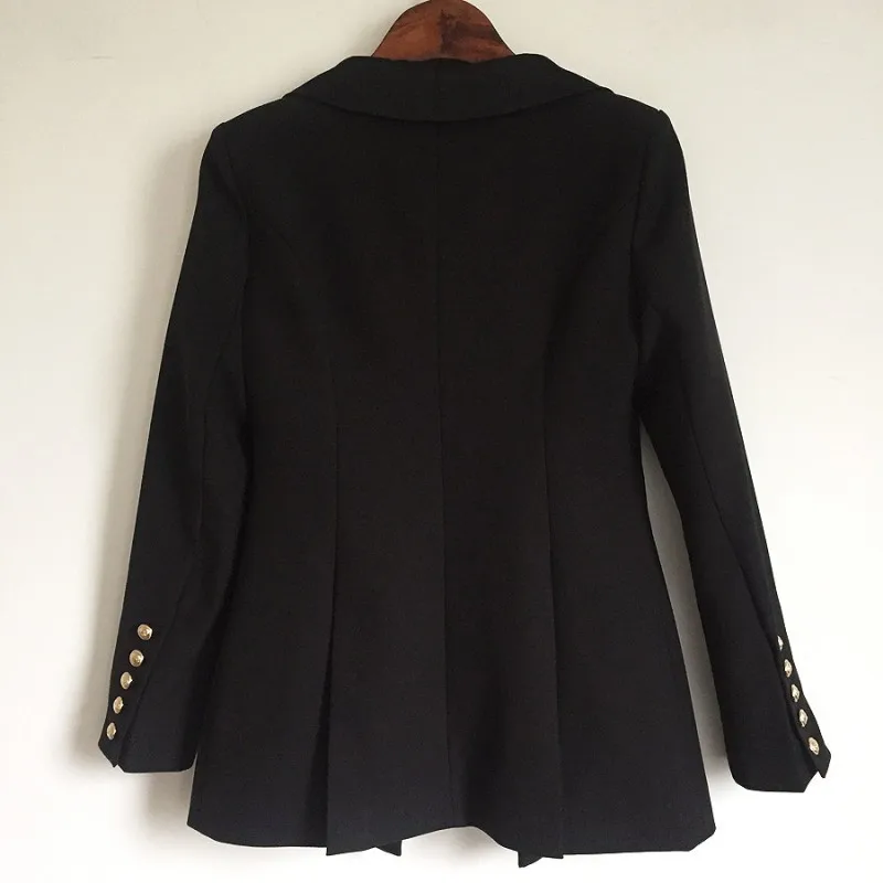 Осень г. бренд нагрудные двойной Breastd для женщин блейзер High Street качества Slim Fit Женский Вечеринка черная верхняя одежда пальто