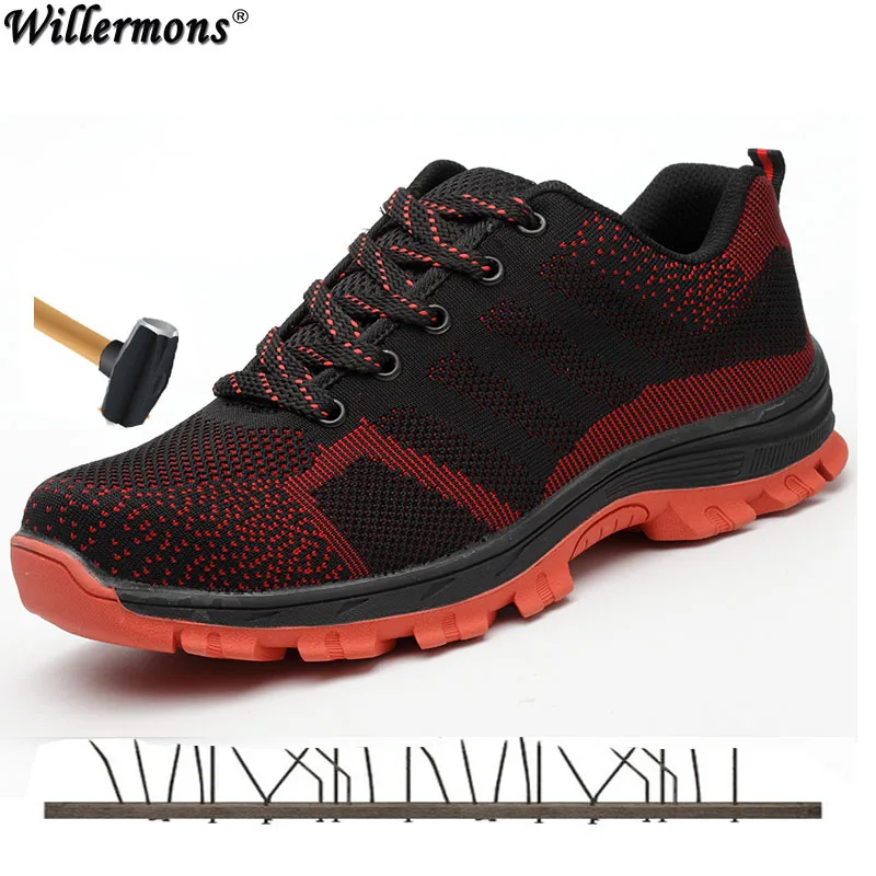 Achat 2018 Plus La Taille de Plein Air pour Hommes Respirant Maille En Acier Embout De Sécurité au Travail Chaussures Bottes Hommes Anti slip Ponction preuve Protetive Chaussures