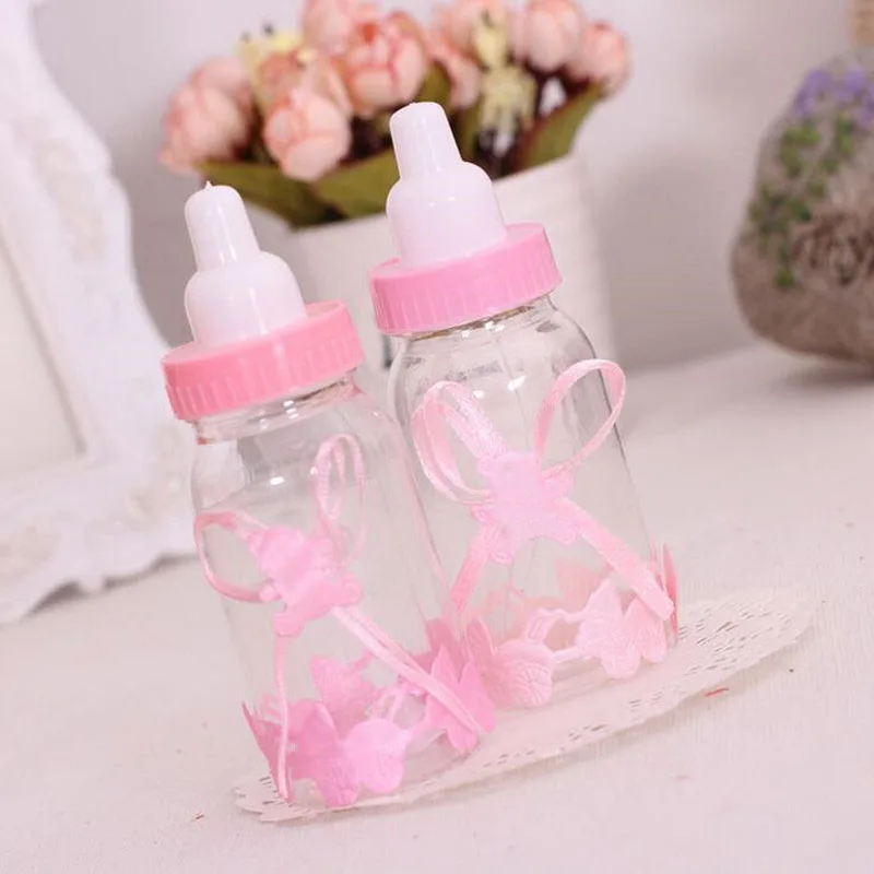 

New Lovely Blue Pink Candy Gift Box Milk Bottle Baby Birth Party Celebration Favors Packing Box Party Decoration