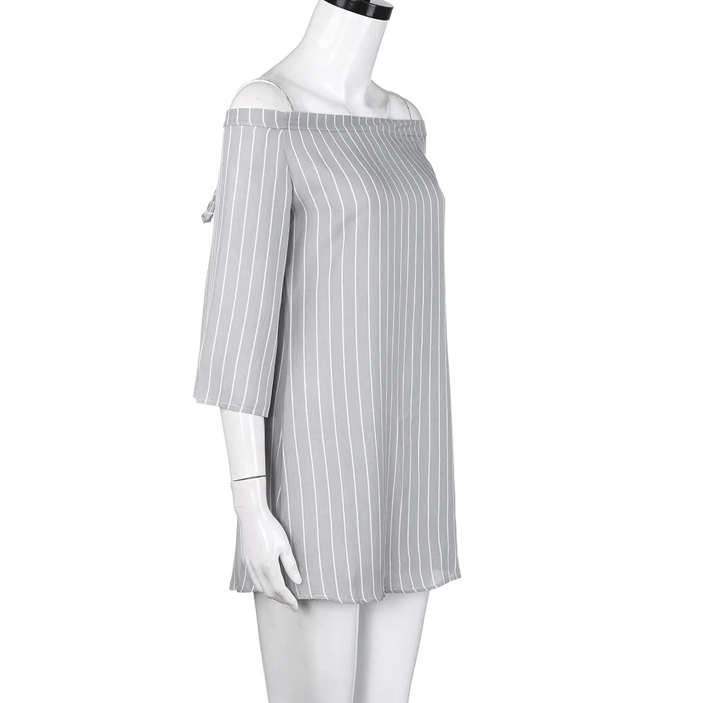 Женский пуловер Полосатое платье-футболка мини-платье с вырезом лодочкой летнее Бандажное сексуальное платье выше колена, мини прямое пляжное платье
