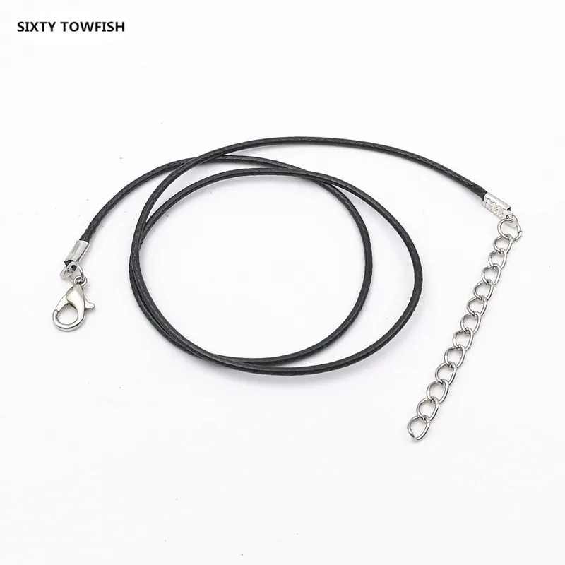 

Free Shipping 10PCS/lot Black Korea Wax rope Leather Cord Necklace Fit European Beads Charms 43cm DIY Making Jewelry Findings