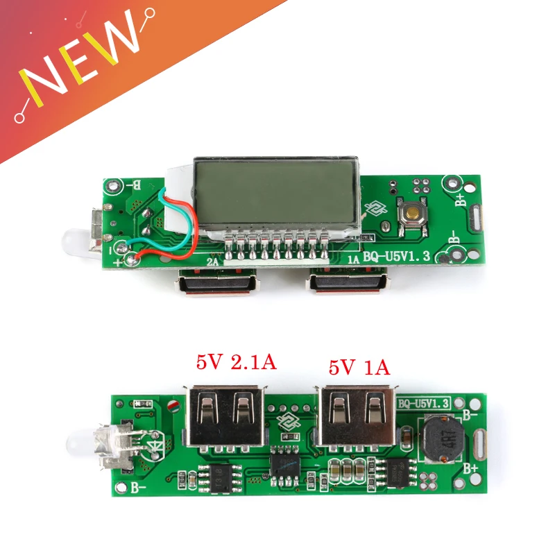 

Mobile Power Bank Charger Double USB 5V 2.1A 1A LCD Display Module 18650 Lithium Battery Charging Board For iPhone For Android