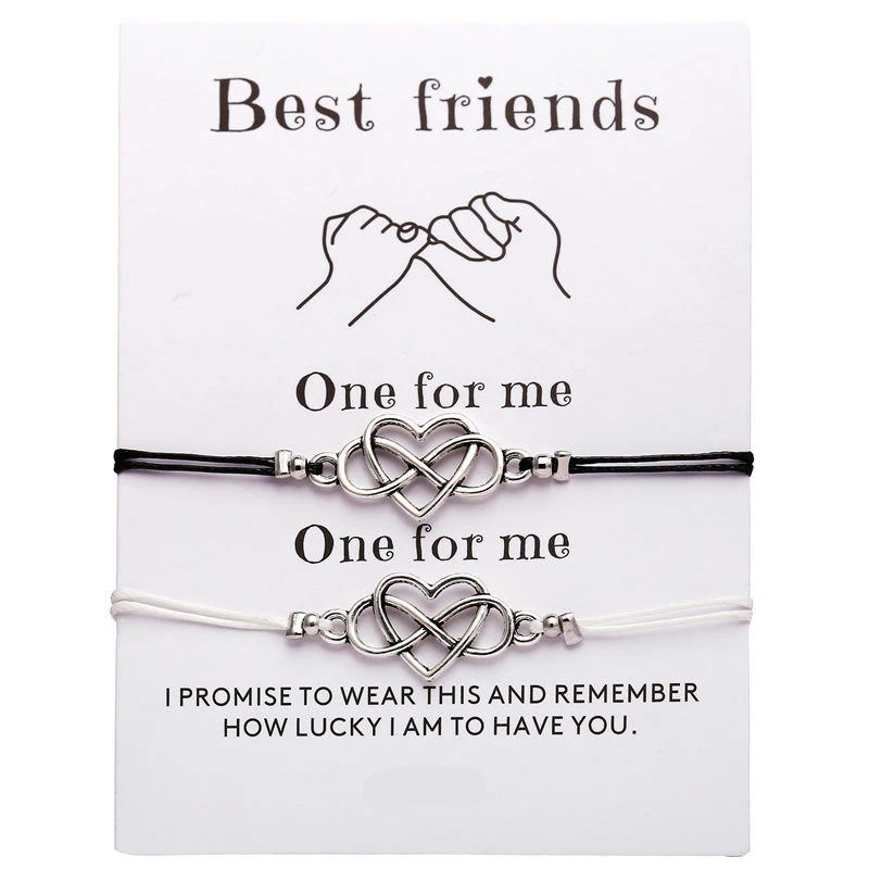 

2pcs/set Fashion Heart Couples Bracelets Set For Women Men Infinite Bracelet Bangle Best Friend Wish Jewelry Best Gift
