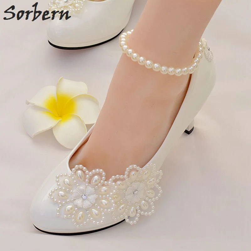 Sorbern-White-Lace-Appliques-Flowers-Wedding-Heels-Summer-Wedding-Shoes ...