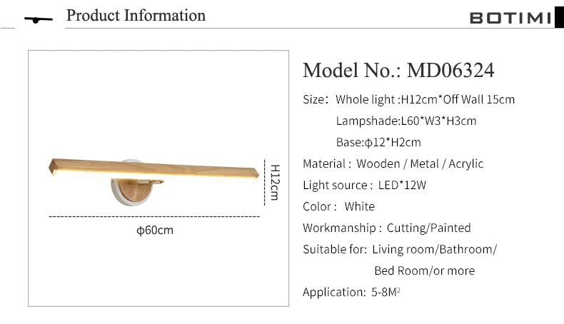 BOTIMI LED Wall Lamp For Bedroom Modern Mirror Lights Wooden Wall Sconce Wood Luminaira Bedside Lights Wall Mount Reading Light BOTIMI LED Wall Lamp For Bedroom Modern Mirror Lights Wooden Wall Sconce Wood Luminaira Bedside Lights Wall Mount Reading Light