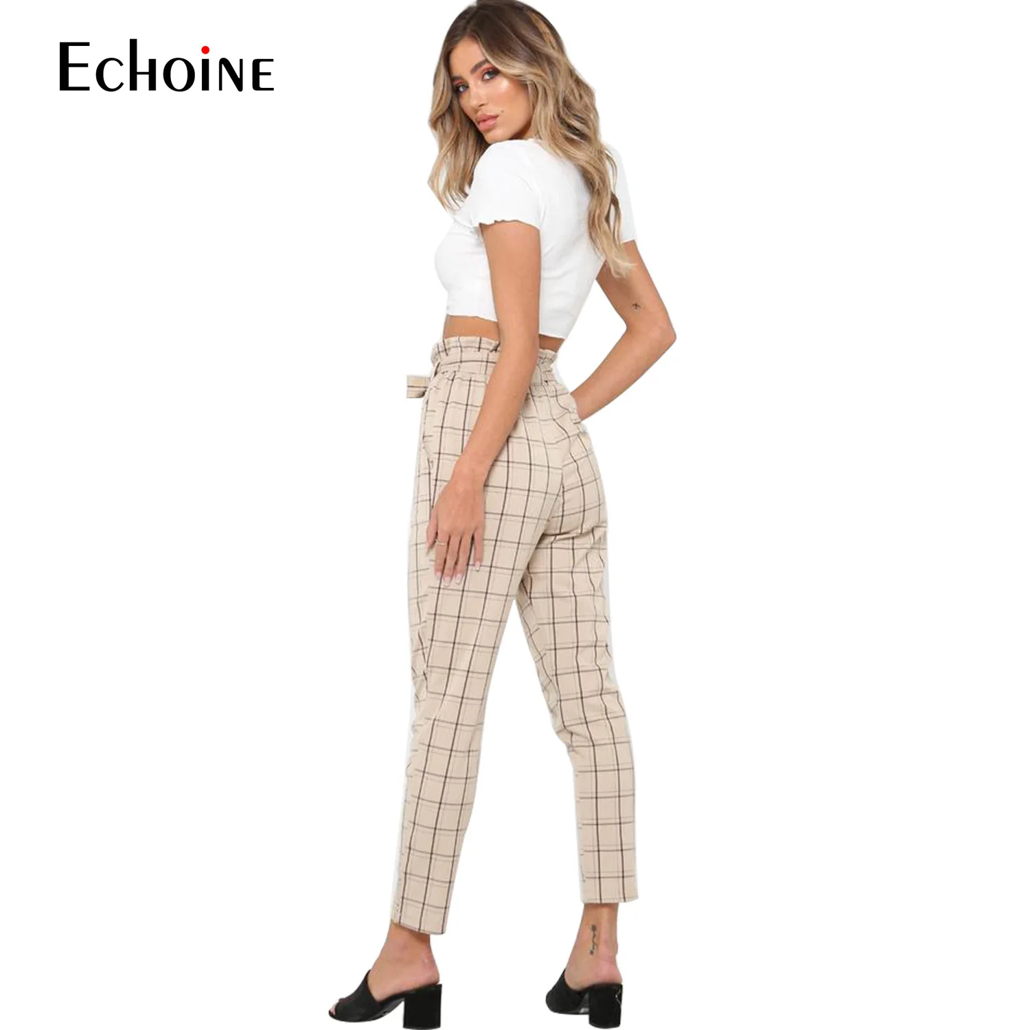 2019 New Women Plaid Casual Straight Pants Office Lady Bow Waist Suit Pants High Waist Leisure Trousers womens plaid pants 2019 New Women Plaid Casual Straight Pants Office Lady Bow Waist Suit Pants High Waist Leisure Trousers womens plaid pants