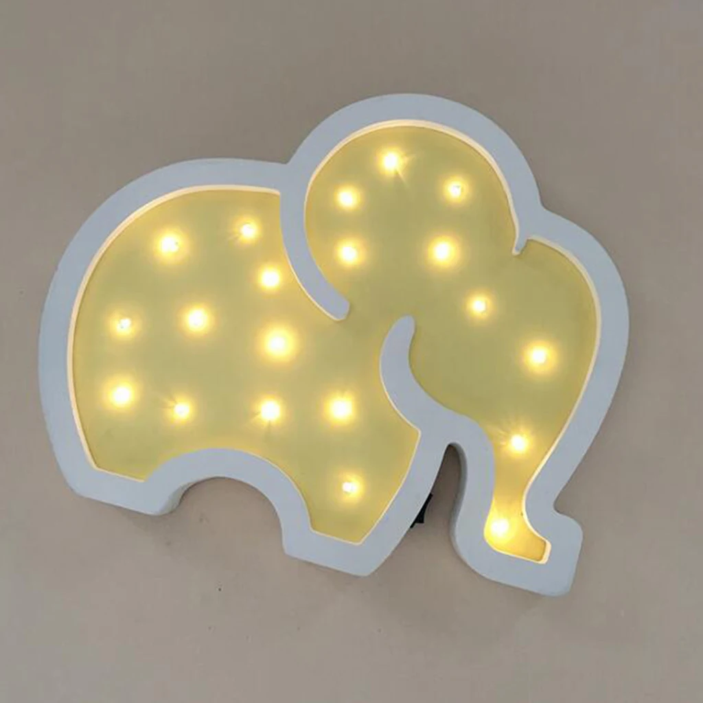 Decorative LED Elephant Night Lights Lamps Marquee Signs Letters for Baby Nursery Decorations Gifts for Children