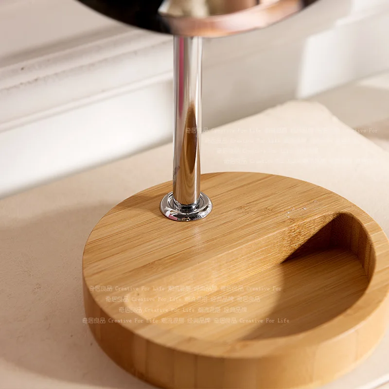 الغريب العائد صفوف الفولاذ الصلب جولة مرآة مرآة الغرور مرآة سطح المكتب الطفل الخشب قاعدة