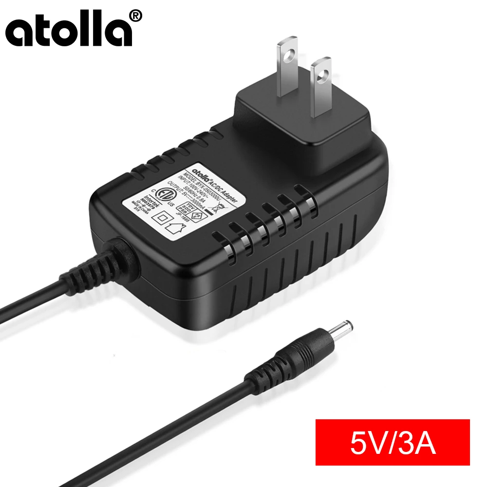 

atolla US Standard Adaptor External Power Supply 15W (5V/3A) AC/DC Adapter for USB Hub, 3.5 x 1.35 mm Plug Center Positive