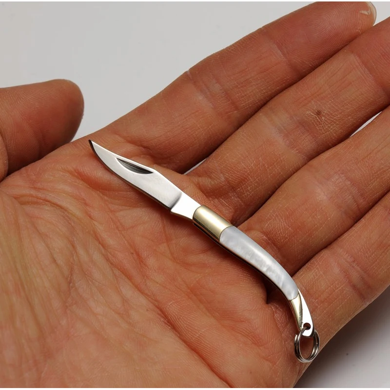Mini Folding Knife Stainless Steel Weight only 6g Small Pocket Knife Outdoors Survival Knife EDC Tool White Shell +Copper Handle Mini Folding Knife Stainless Steel Weight only 6g Small Pocket Knife Outdoors Survival Knife EDC Tool White Shell +Copper Handle