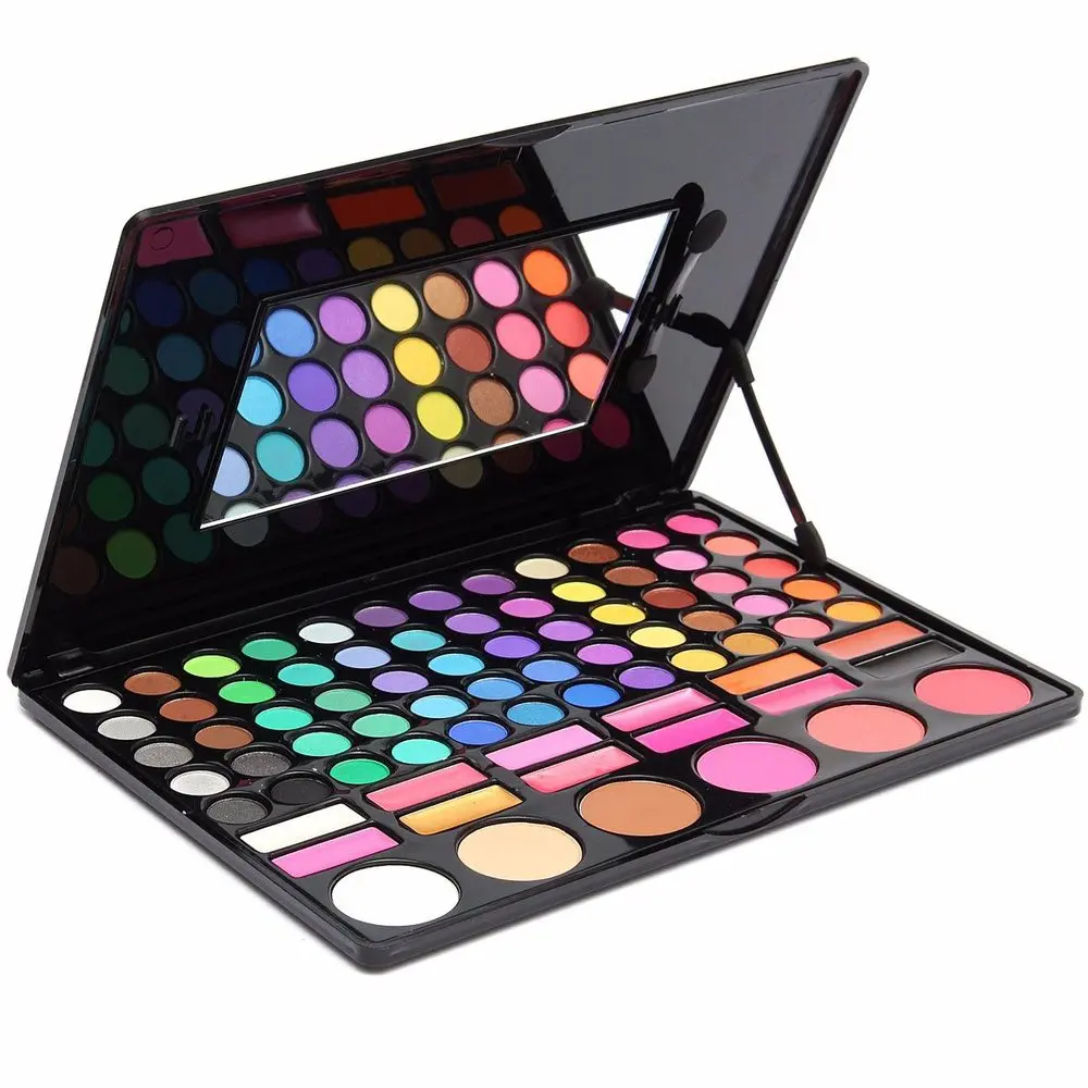 78 Colors Eyeshadow Palette Makeup Powder Brush Kit Box With Mirror