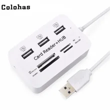 3 порта USB 2,0 концентратор+ TF MS M2 SD/карт-ридер конвертер Многофункциональный USB комбинированный адаптер для ПК Компьютерные аксессуары