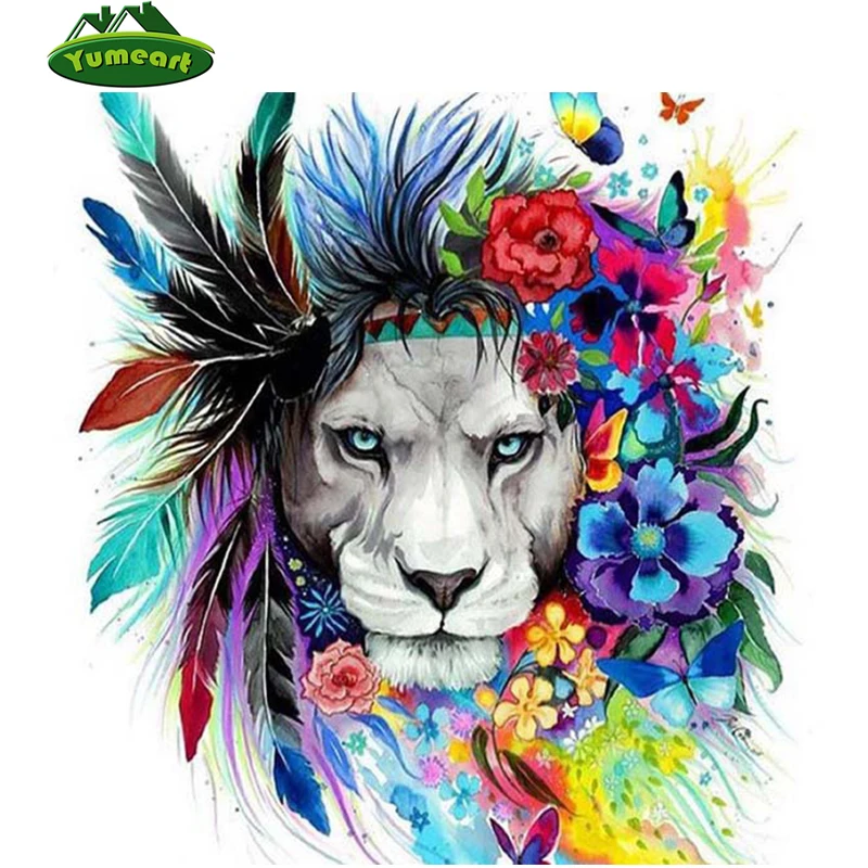 

Colorfull Lion Diamond Painting Cross Stitch Crystal Needlework Rhinestone Plastic Crafts Drawing Painting Children's Birthday