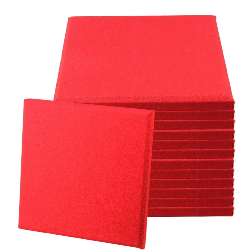 Red 12 шт. 30x30x2,5 см черный/синий/красный/желтый тип A стекловолокно акустическая домашняя студия звукоизоляционные звукопоглощающие панели плитки - Цвет: Red