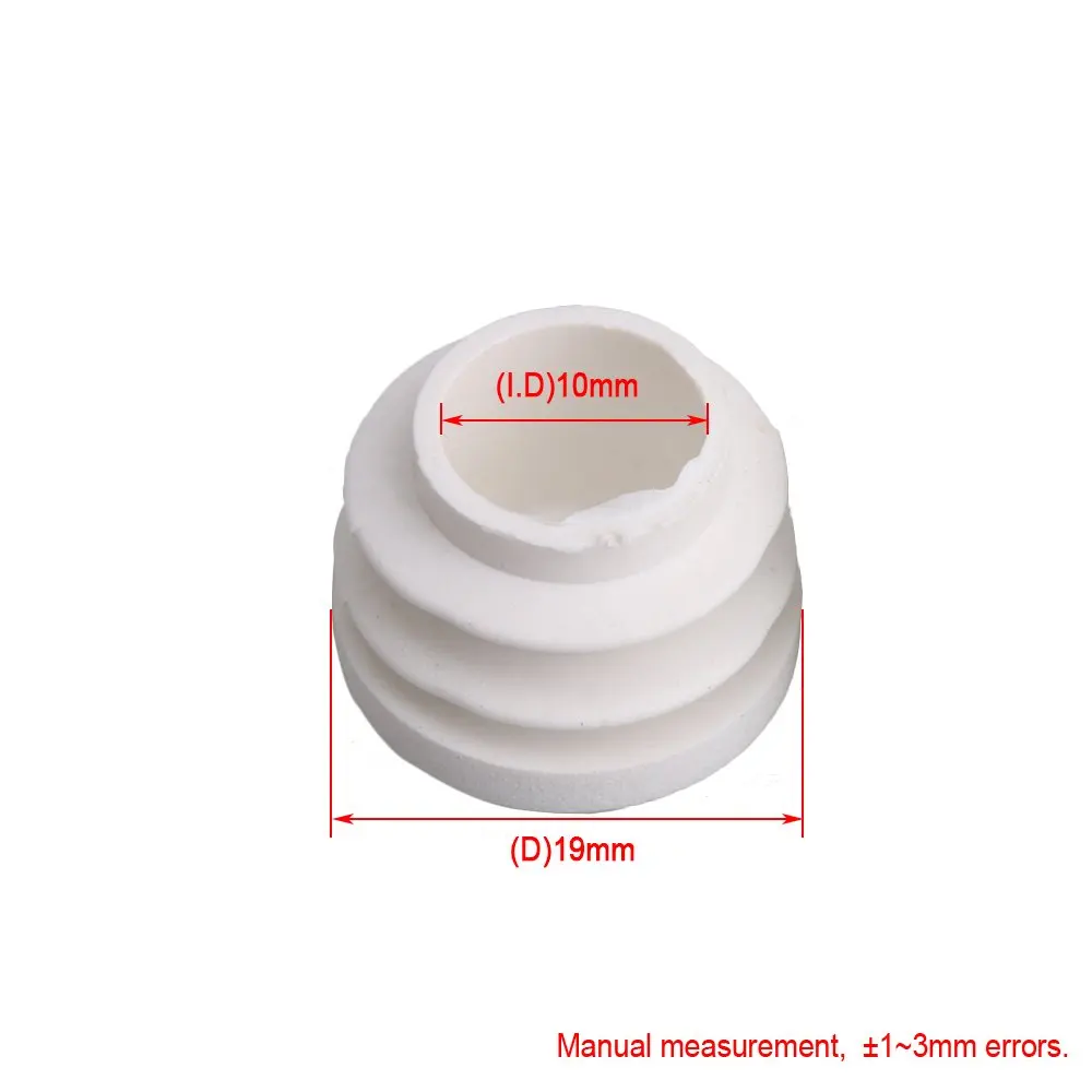 

20Pcs 19x13.5mm White Round Tube Plastic Hole Plugs End Caps Cover Tube Chair Table Glide Insert Plugs