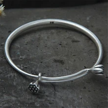 Ручной работы стерлингового серебра 999 Лотос seedpod Браслеты Лаки Браслет День Святого Валентина подарок