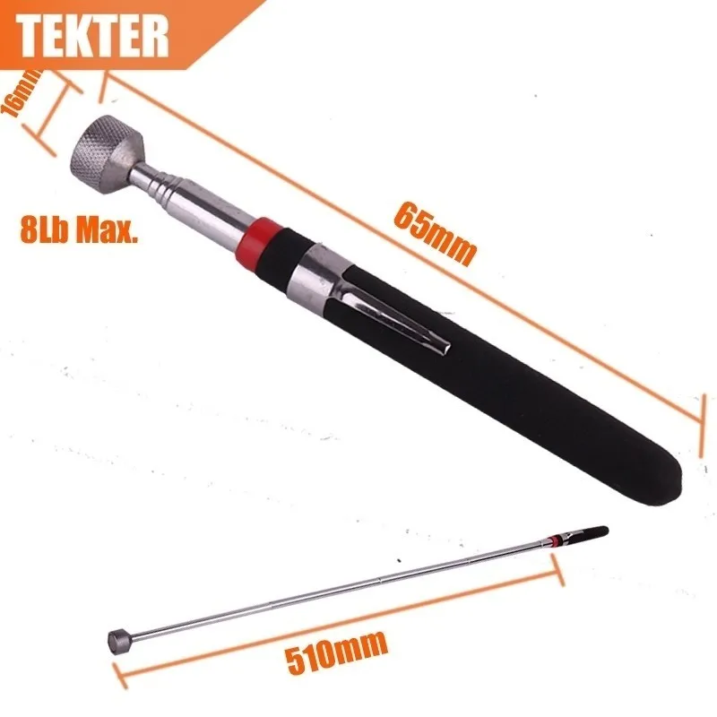 TEKTER TK0010 8 LB гибкий сверхмощный Магнитный Телескопический магнит магнитный захват пикапа инструмент 510 мм Выдвижная длинная ручка - Цвет: 8lbblack