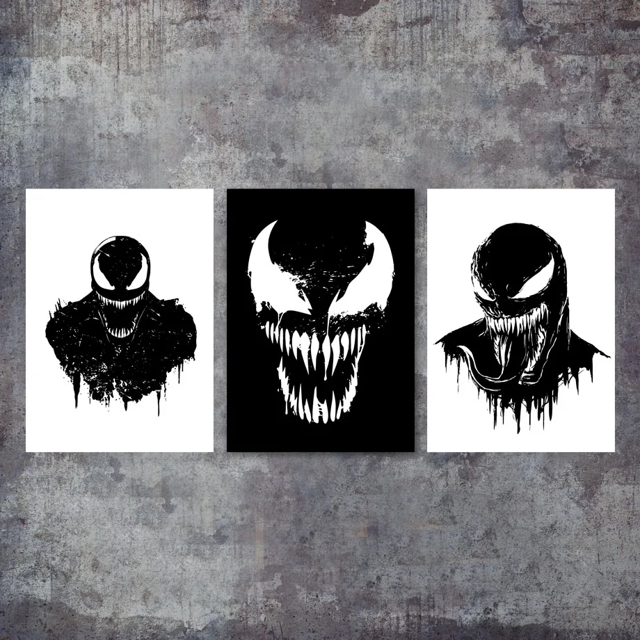 

Wall Art Canvas Painting Venom Superhero Black White Nordic Posters And Prints Watercolor Wall Pictures For Living Room Decor