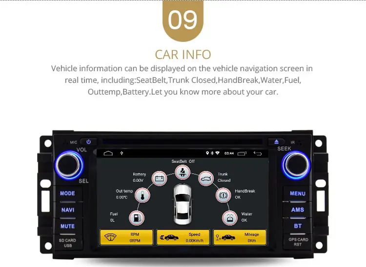 Perfect LJDA Android 9.0 Car Radio Multimedia DVD GPS For Dodge RAM 1500 Chrysler Sebring Jeep Compass Commander Grand Cherokee Wrangler 11