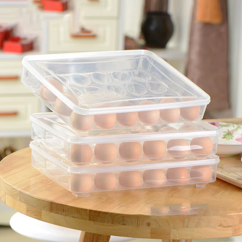 

Egg Storage Box 24 Grids PP Portable Refrigerator Container For Keep Eggs Fresh Durable Transparent Case Stackable Large Tray