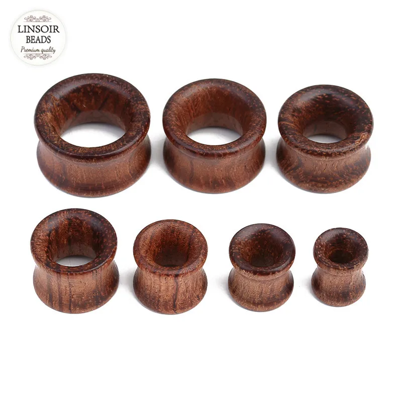 Linsoir Natural Rose Wood Ear Plug 8mm-20mm Brown Big Gauge Earring Piercing Expander for Women Men Body Jewelry 1 Pair | Украшения и