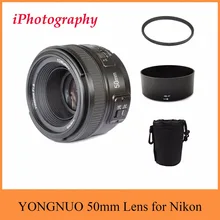 YONGNUO Lentille YN 50mm f/1.8 AF MF Lens + Lens Hood + UV filtre + Lens Case Set Auto Focus pour Nikon Caméra COMME AF-S 50mm 1.8G
