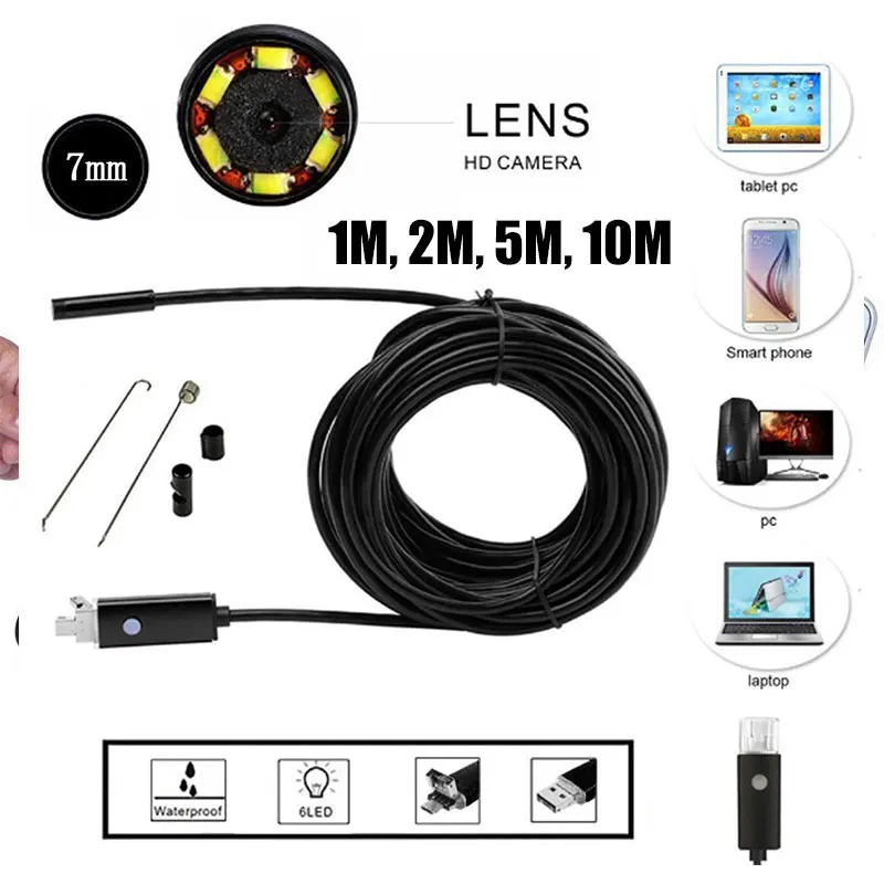 7 мм Портативный эндоскоп практичный металлический пластиковый мониторинг Мобильных Телефонов Инструмент для чистки ушей бороскоп для фотографий Прямая