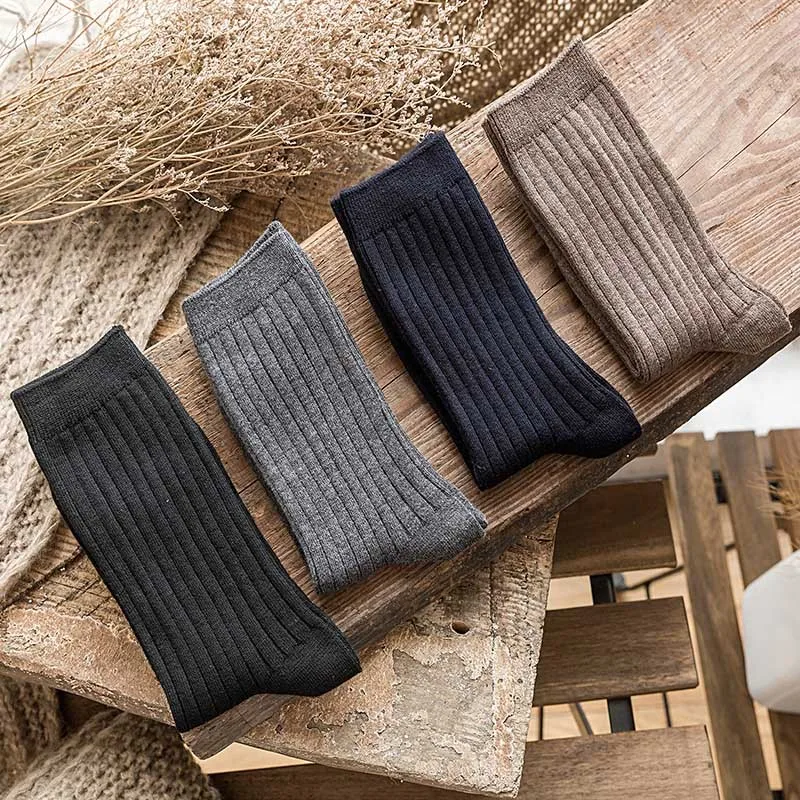 Mantieqingway Solid Color Black Socks for Mens Winter Warm Cotton Sock for Men Breathable Business Long Tube Socks Mantieqingway Solid Color Black Socks for Mens Winter Warm Cotton Sock for Men Breathable Business Long Tube Socks