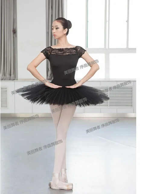 Черный с коротким рукавом Кружева Sexy M-XXL Танцы одежда Балетные Костюмы Купальник для женщин и девочек Балетные костюмы Танцы одежда