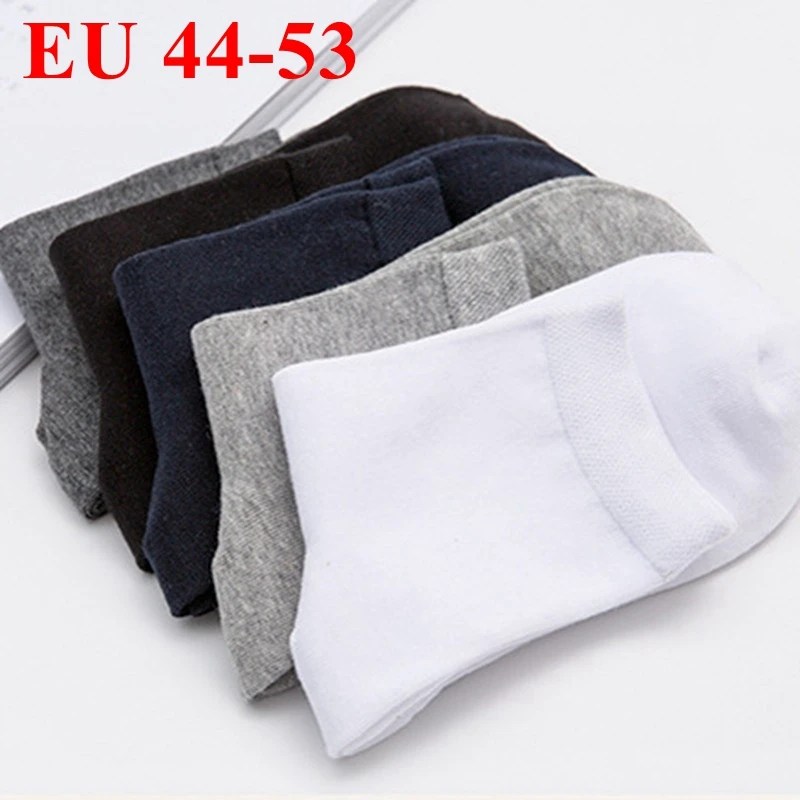 Plus Size 48,49,50,51,52,53 Mens Dress Socks 44, 45, 46, 47 Business Crew  Socks 5 Pairs Solid Cotton Men Winter Socks