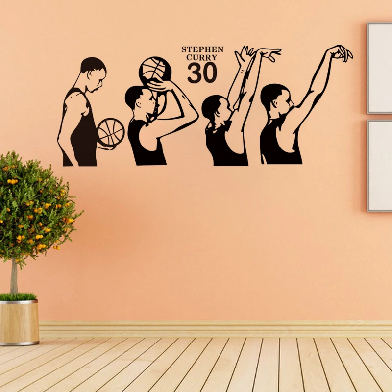 

basketball superstar Stephen Curry shooting action vinyl wall decal home decor living room bedroom art wallpaper wall sticker