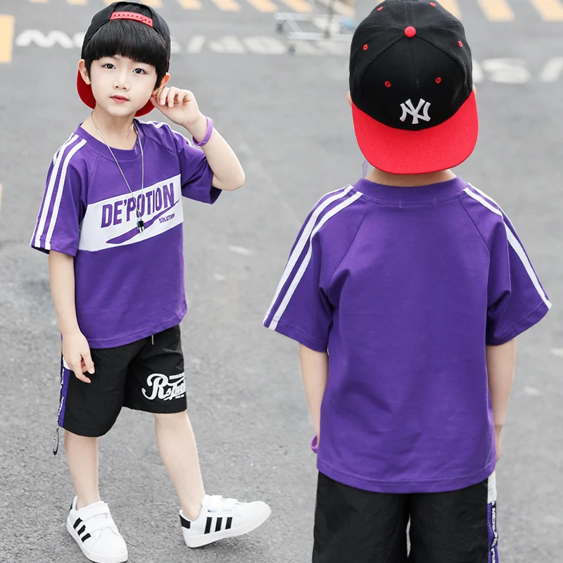 

Feiluo 2019 Baby Clothes Fashion Baby Clothing Set 2PCS Fashion Boy T-shirt Summer Top Beach Denim Shorts STDA02