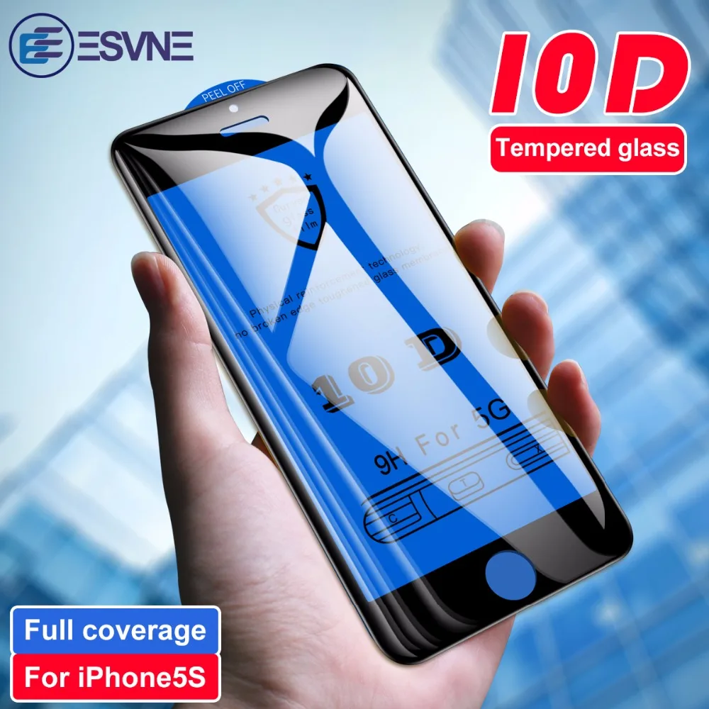 ESVNE 10D защитное стекло с полным покрытием для iPhone 5S 5 SE защита экрана закаленное