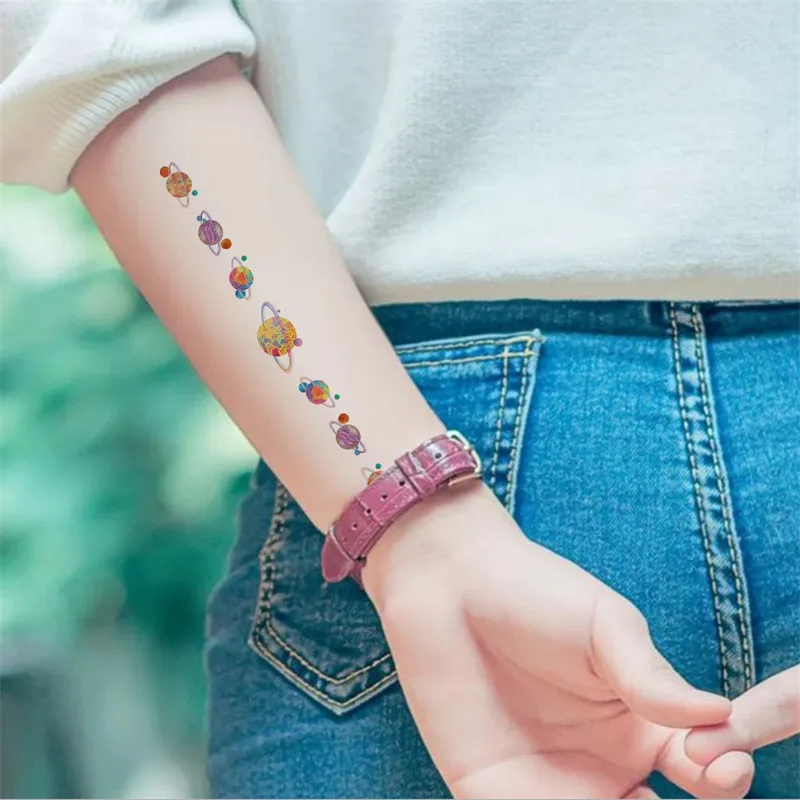 10 шт мультфильм космический корабль детские татуировки наклейки космонавты временные татуировки наклейки День Рождения украшения Дети-S