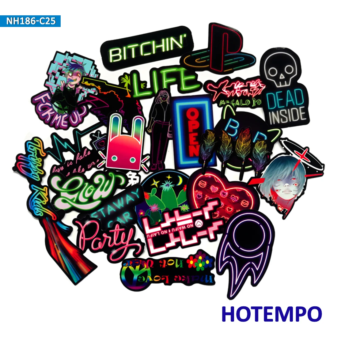 25pcs Retro Led Style Vintage Neon Stickers for Mobile Phone Laptop Luggage Guitar Case Skateboard Fixed Gear Bike Car Stickers 25pcs Retro Led Style Vintage Neon Stickers for Mobile Phone Laptop Luggage Guitar Case Skateboard Fixed Gear Bike Car Stickers