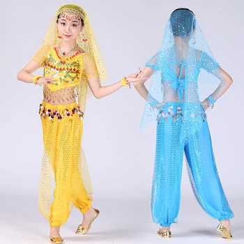 

Sequin Girls Belly Dance Costume Set Fashion Children Bellydance Performance Dancing Clothing Indian Bollywood Dance Wear DC1373