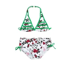 Купальный костюм из полиэстера для маленьких девочек; детский купальный костюм с рюшами и розами для девочек; купальный костюм; комплект бикини; GN F430