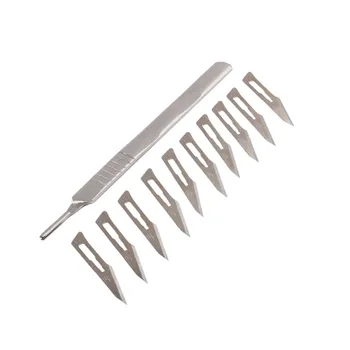 

10 pcs 11# Carbon Steel Scalpel Surgical Blades For PCB Circuit Board + 1 pcs #3 stainless steel Handle Drop Shipping
