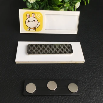 

20pcs custom LOGO reusable name badge staff personalized magnetic name tag double badge holder with acrylic plate 65*25mm