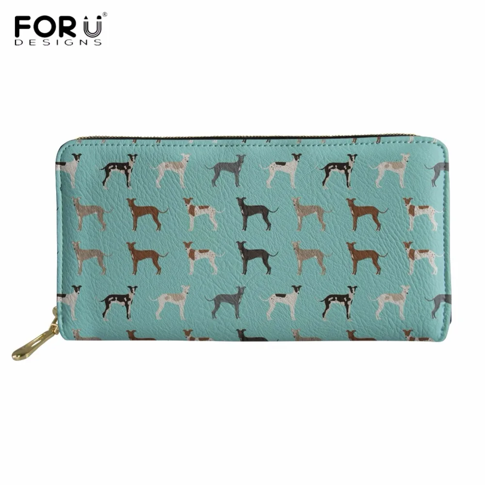 FORUDESIGNS/женский длинный кошелек из искусственной кожи грейхаунд собака сумочка с