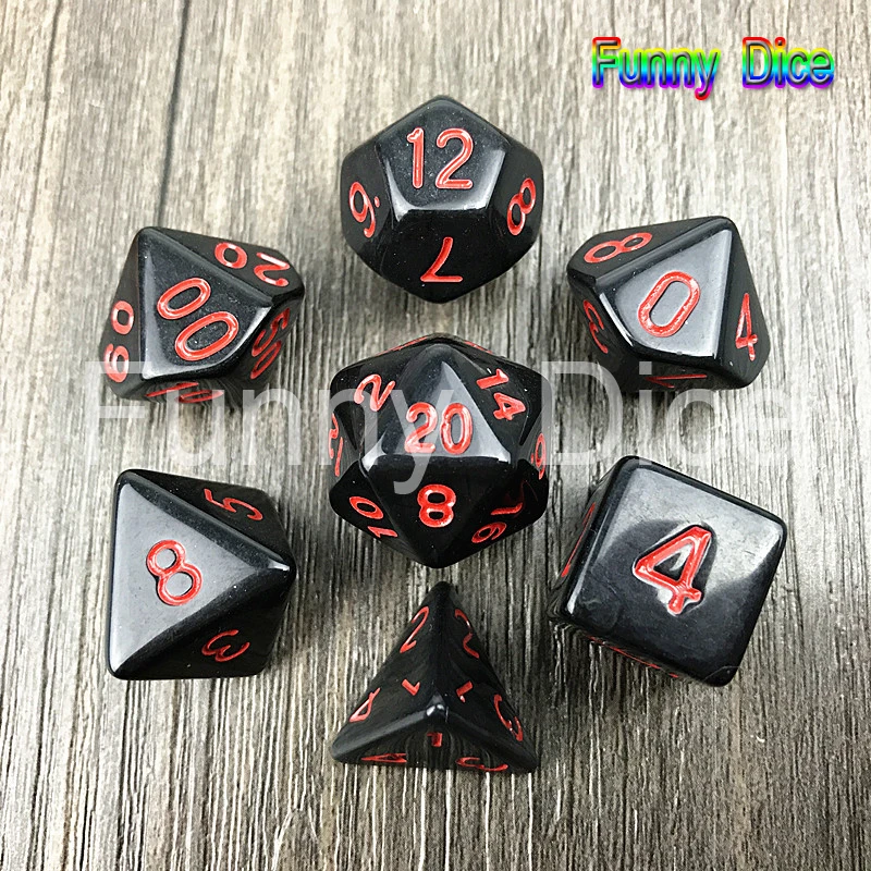 Игральные кости DND 7 шт./компл. высокое качество красочный набор Игральный костей D4, D6, D8, D10, D10%, D12, D20 «Подземелья и Драконы», новинка, ролевые игры кости с цифрами