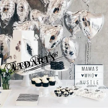 

10pcs/lot 18inch foil balloons silver balloon heart shape globos for Valentine's Day supplies baloes Wedding & Engagement Decora