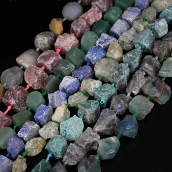 

Natural Stones,Strawberry Quartz,Qventurine,Lapis,Amazonite,Labradorite,Fluorite,8 Kind Faceted Nugget Gems Loose Beads Necklace