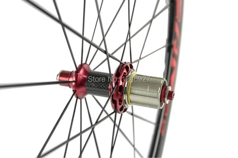 Top Full Carbon Fiber 38mm Clincher Carbon Wheels Superteam Carbon Wheelset With Powerway R36 Red Hub 6