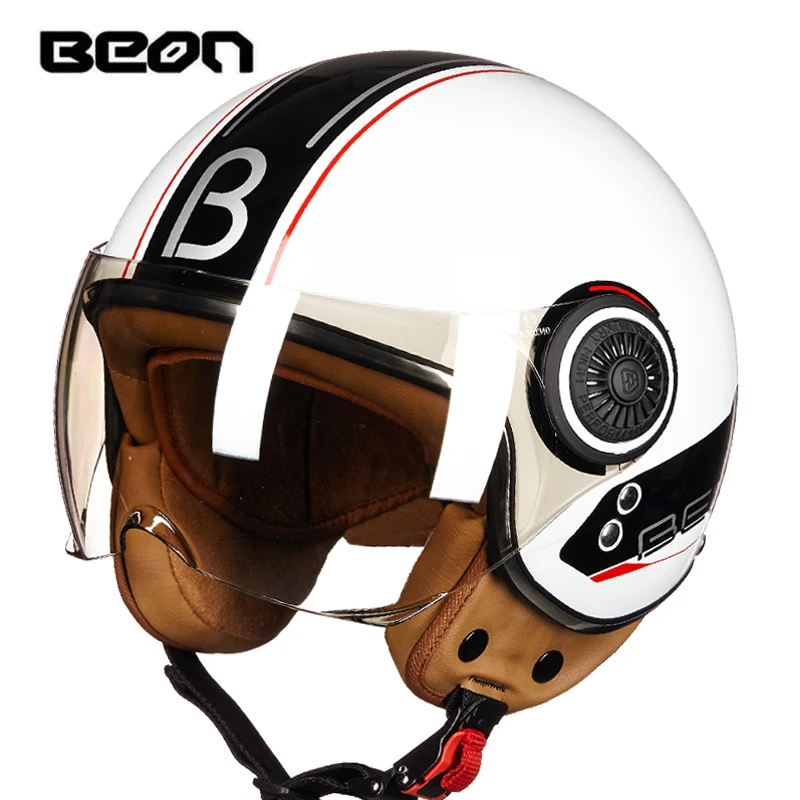 Мотоциклетный шлем BEON B110B для мужчин и женщин винтажный скутера с открытым лицом