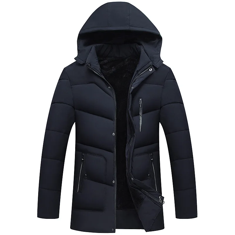 Мужские зимние куртки и пальто шерстяная подкладка ветрозащитная теплая Толстая плюшевая внутри длинное пальто модная мужская одежда
