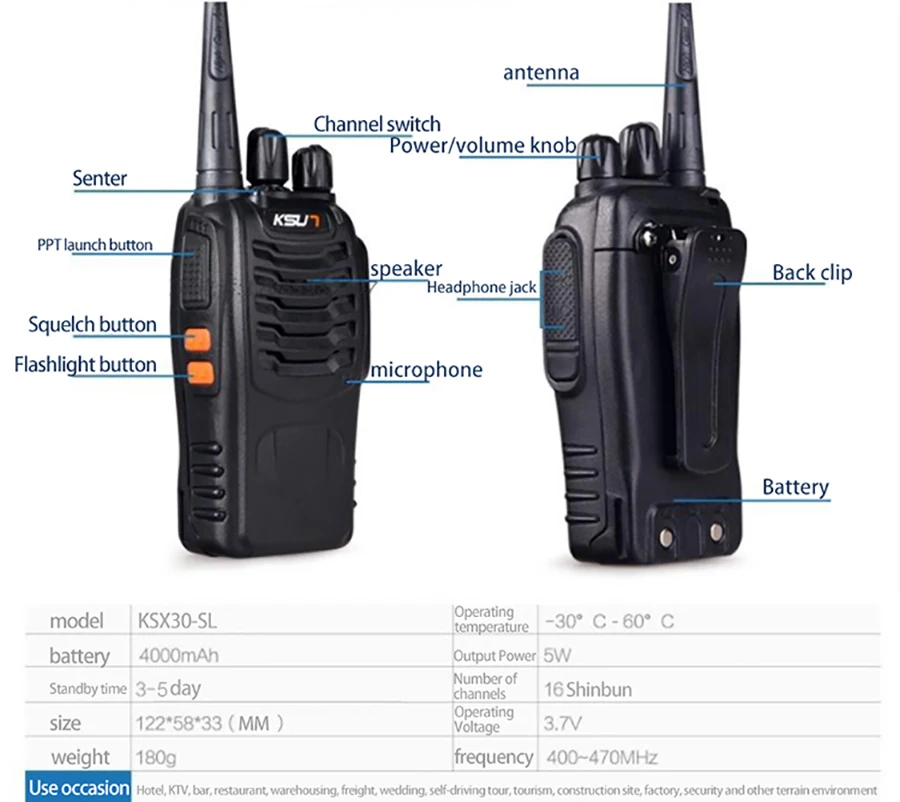 Ksun Walkie-Talkie civian kkm Высокая мощность домофон Открытый Ручной 50 мини маленький