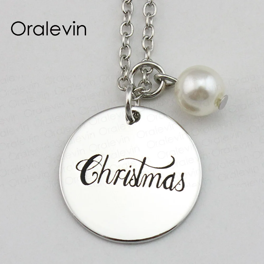 

CHRISTMAS Inspirational Hand Stamped Engraved Accessories Custom Pendant Necklace for Women Gift Jewelry,10Pcs/Lot, #LN1689