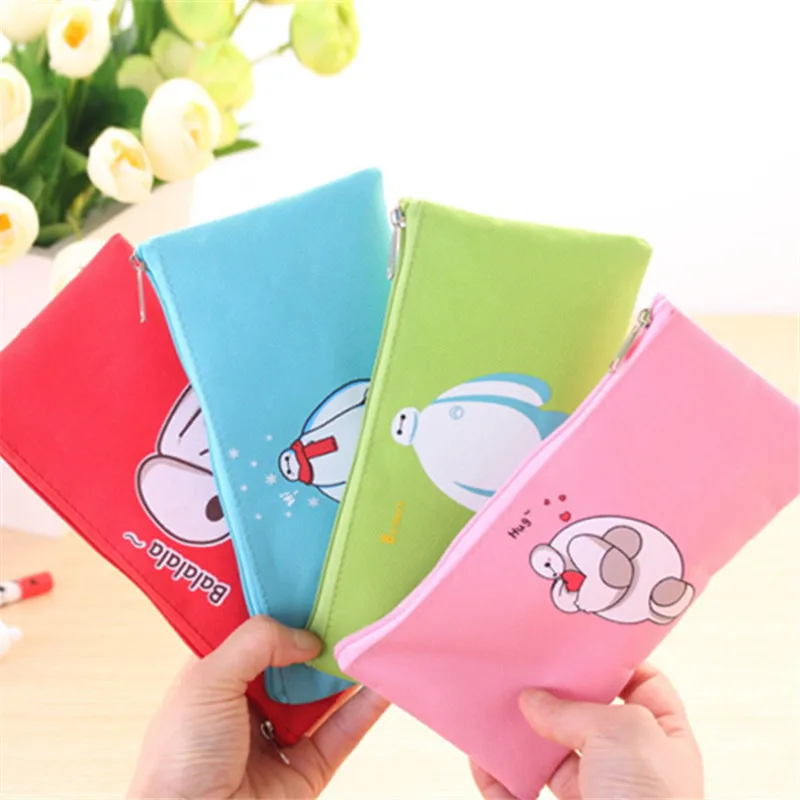 

Ayron 1 pcs Brief Style Baymax Canvas Large Capacity Holder Storage Pencil Bag Stationery Storage Organizer Case School Supply